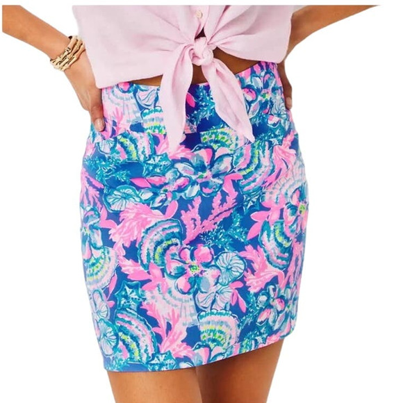 Lilly Pulitzer Jonas Stretch Skort Blue Tang Sitting Seaside Breathable 🩷 - Picture 1 of 12